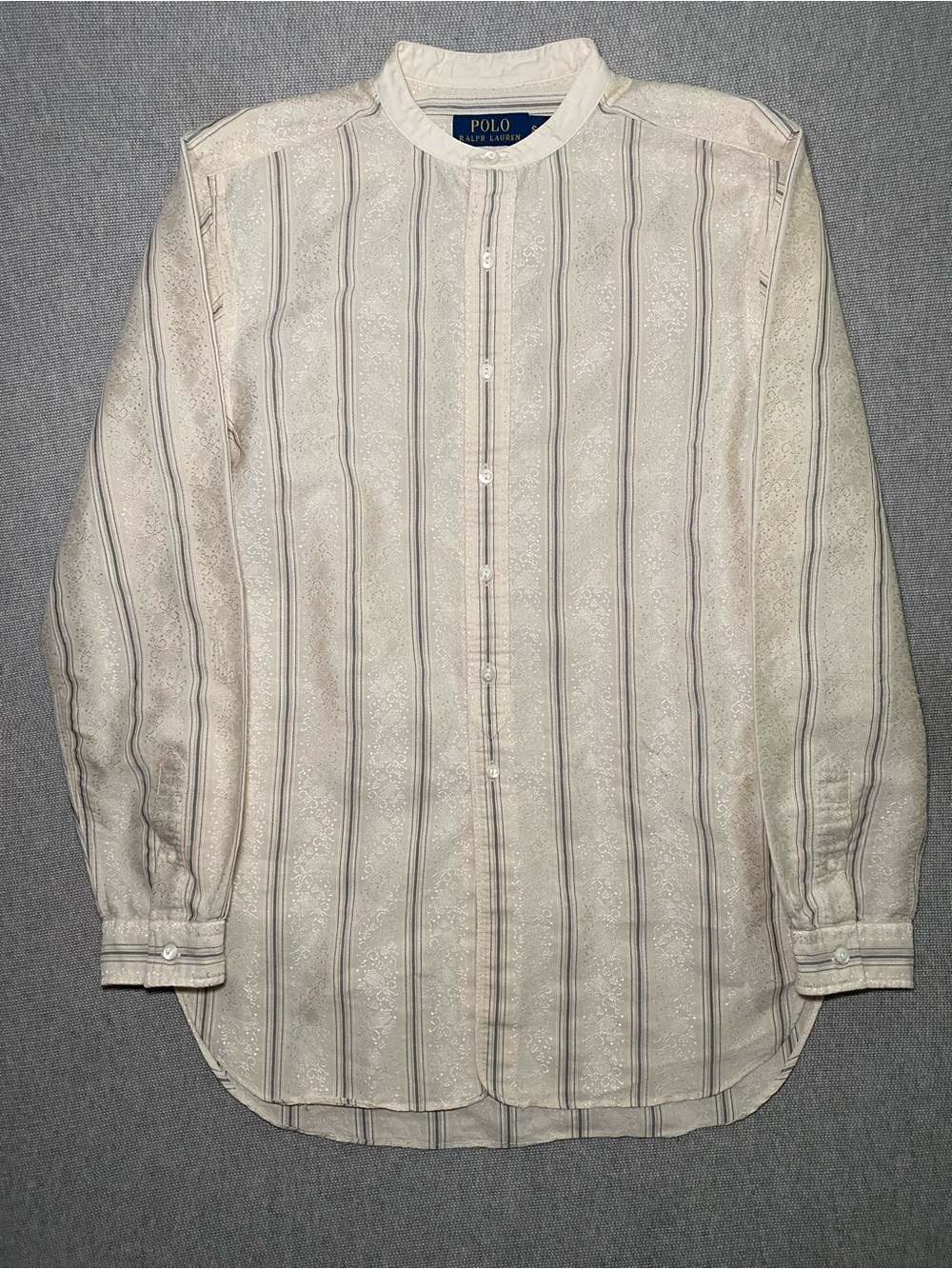 Polo Ralph Lauren Men Vertical Stripe Band Mandarin Collar Sz Small